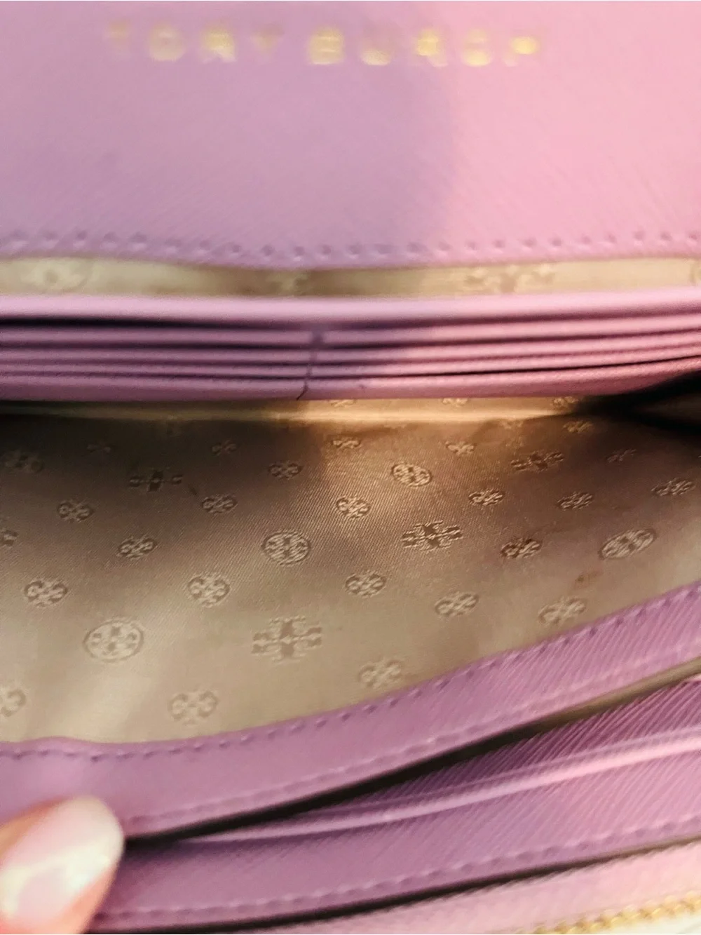 Tory Burch Robinson Chain Crossbody | Lavender Saffiano Leather | Gold Hardware